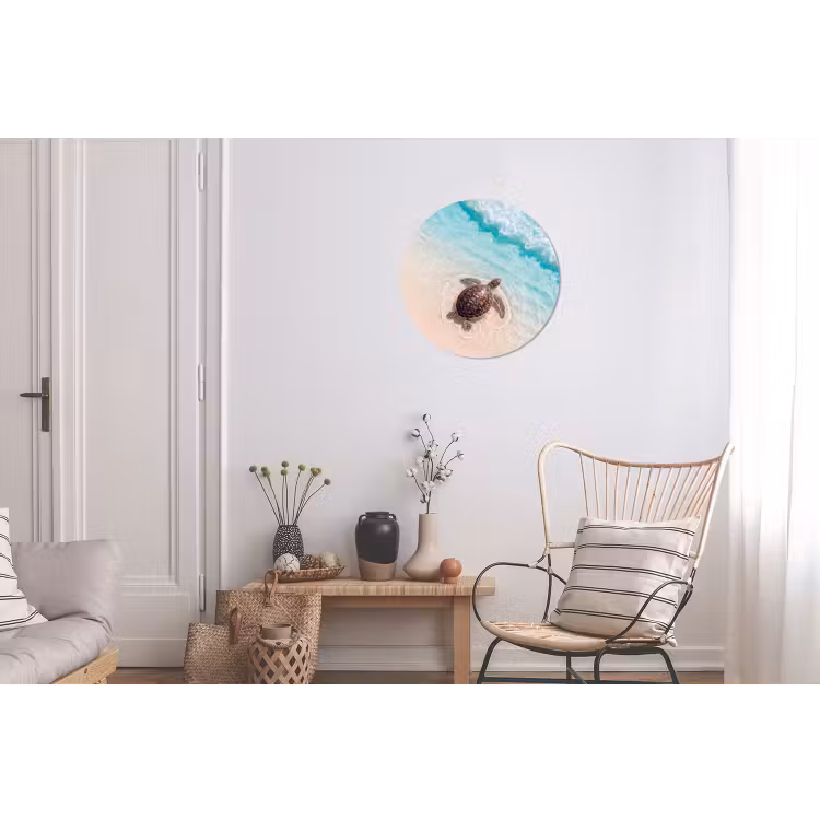 Schildpad - Helder water - Strand - Dieren - Natuur Wandcirkel aluminium klein -woonkamer