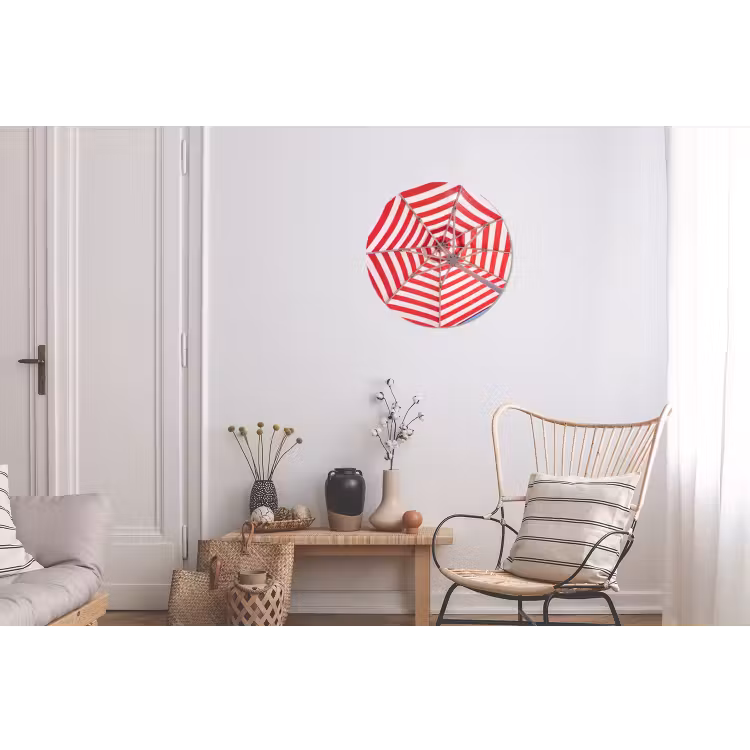 Parasol - Strepen - Zomer - Rood - Blauw Wandcirkel aluminium klein -woonkamer