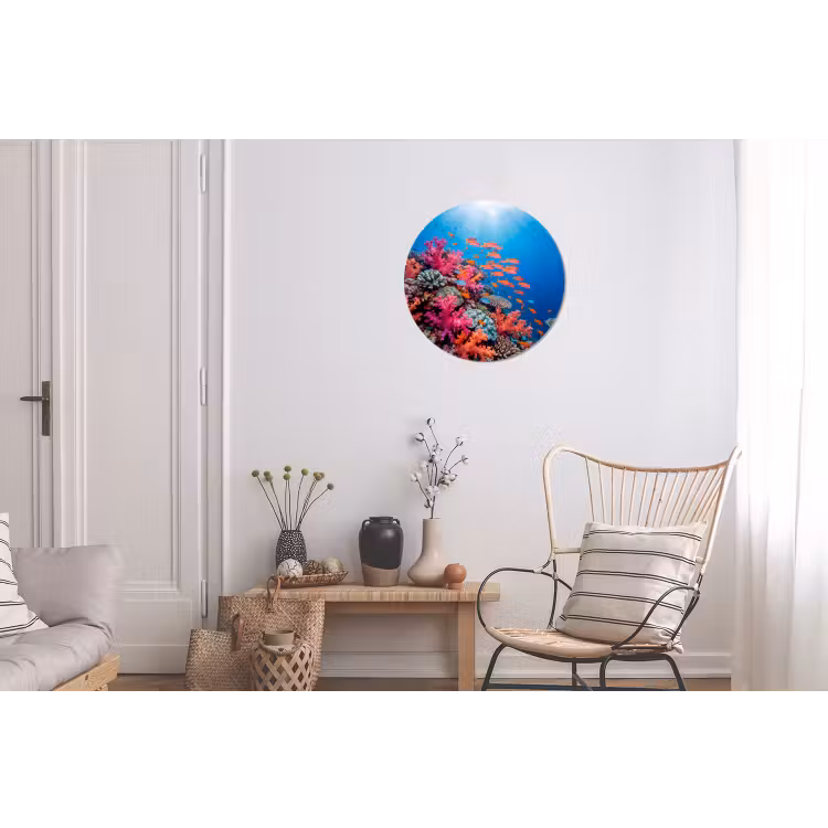Onderwater - Koraalrif - Vissen - Oceaan - Natuur Wandcirkel aluminium klein -woonkamer