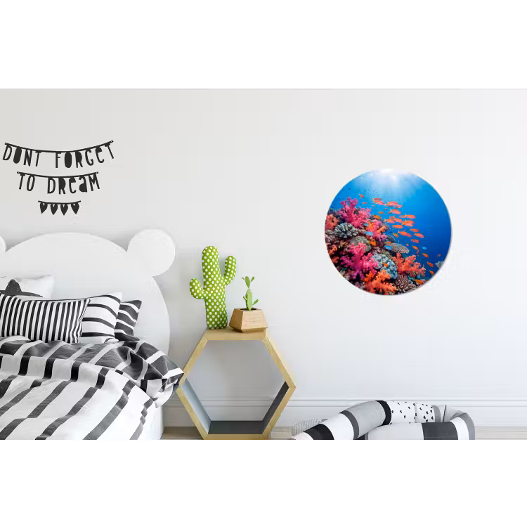 Onderwater - Koraalrif - Vissen - Oceaan - Natuur Wandcirkel aluminium klein -kinderkamer