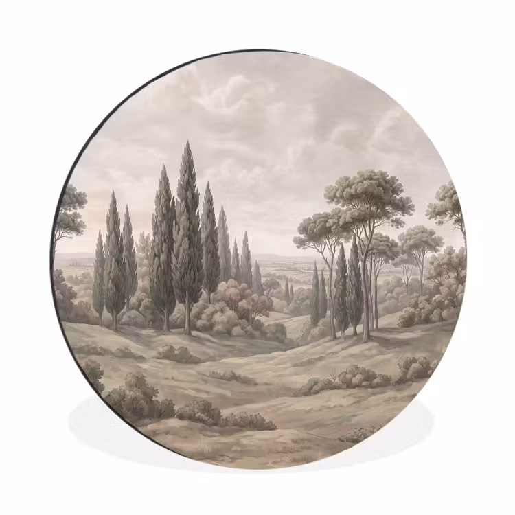 Vallei - Bos - Natuur - Groen Wandcirkel aluminium klein -3d