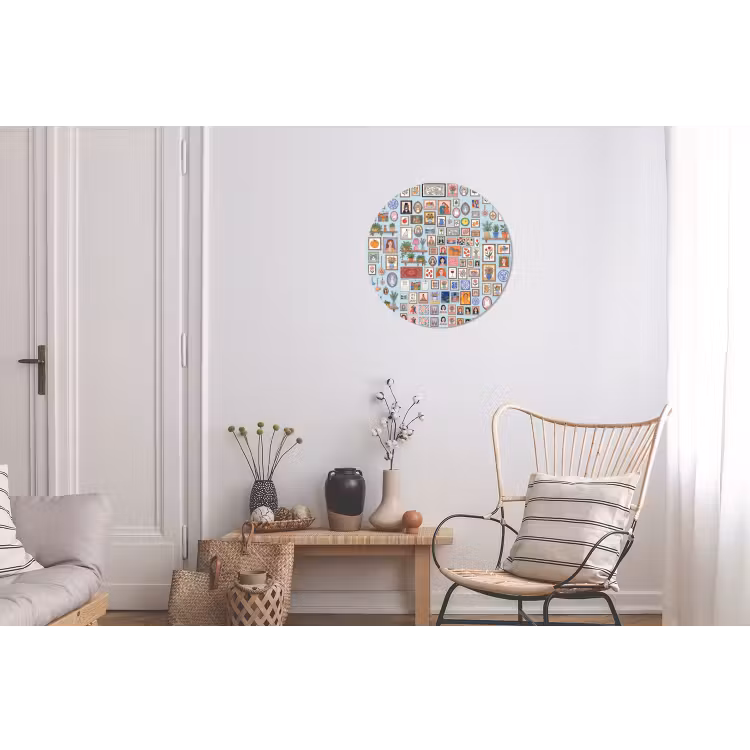 Wanddecoratie - Collectie - Huis - Illustratief - Kleurrijk Wandcirkel aluminium klein -woonkamer