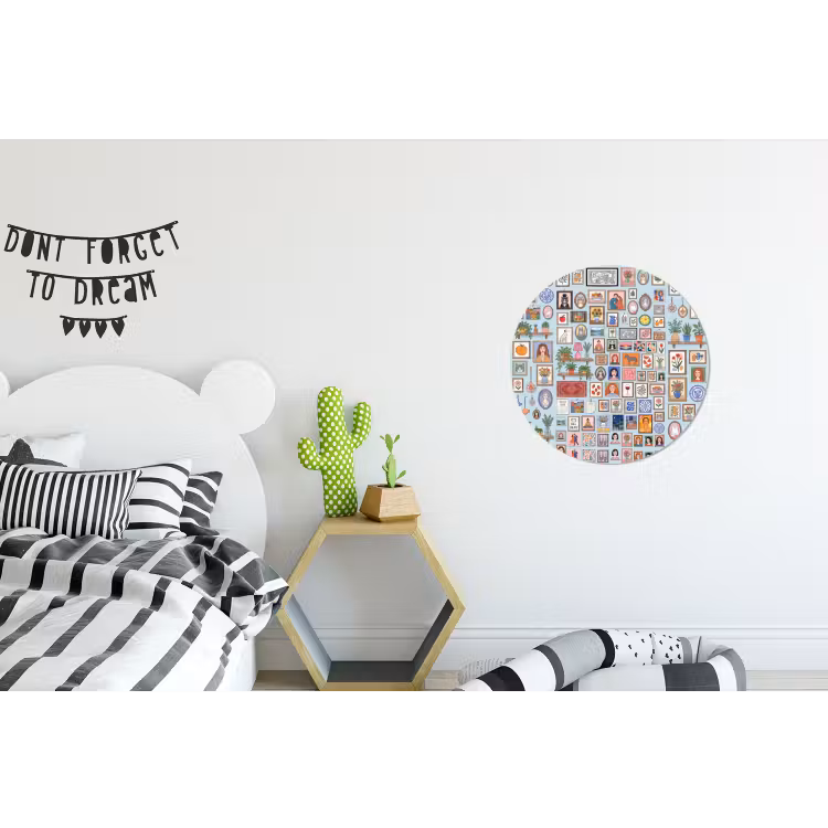 Wanddecoratie - Collectie - Huis - Illustratief - Kleurrijk Wandcirkel aluminium klein -kinderkamer
