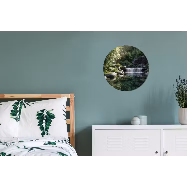 Beek - Waterval - Natuur - Groen Wandcirkel aluminium klein -slaapkamer