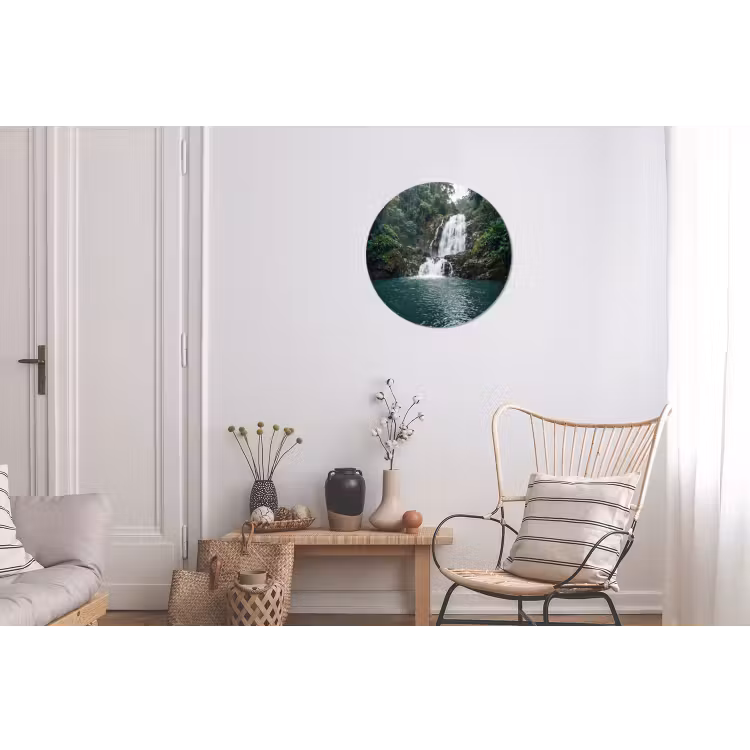 Waterfall - Forest - Nature - Greenkhgyguyg Wandcirkel aluminium klein -woonkamer