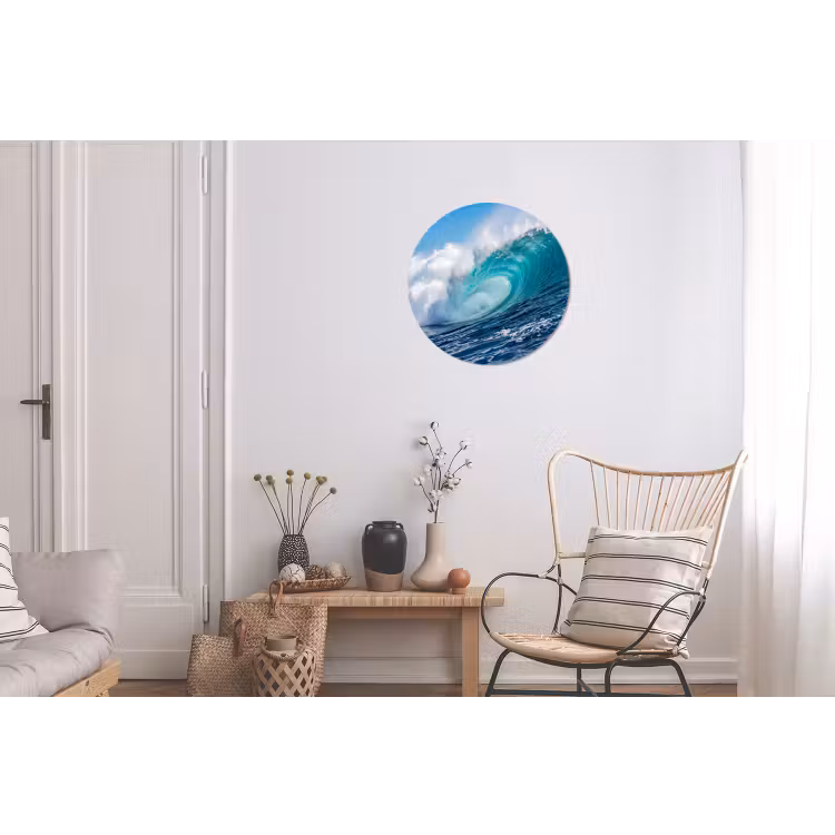 Golf - Oceaan - Water - Dynamisch - Blauw Wandcirkel aluminium klein -woonkamer