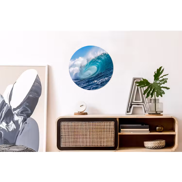 Golf - Oceaan - Water - Dynamisch - Blauw Wandcirkel aluminium klein -kantoor