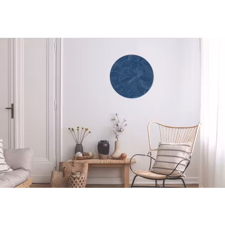 Golven - Textuur - Patroon - Blauw Wandcirkel aluminium klein 190 -woonkamer