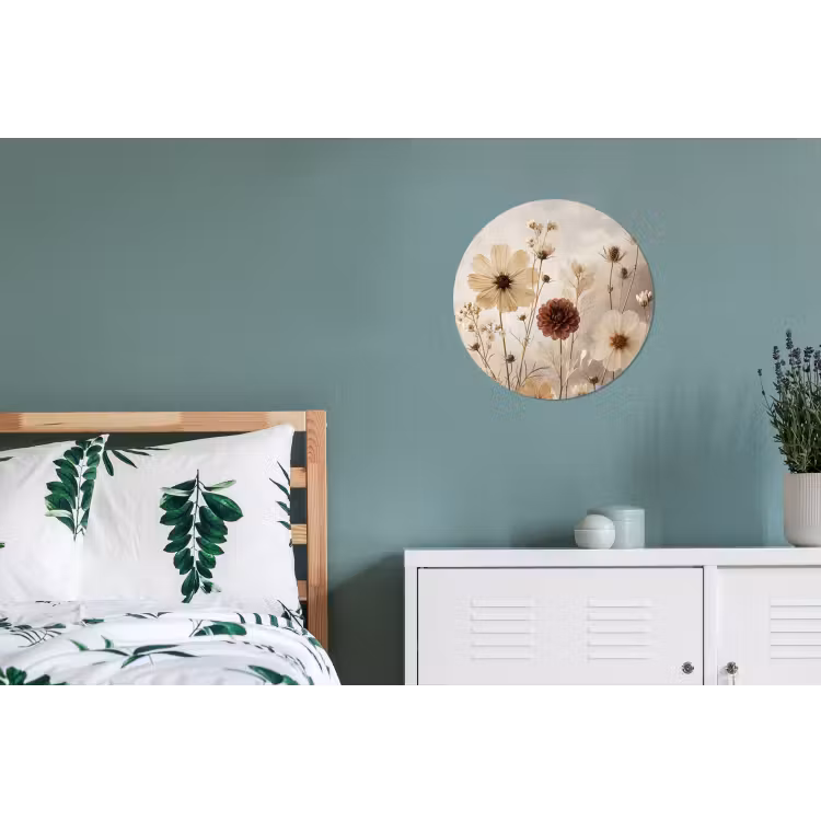 Wilde bloemen - Botanisch - Vintage - Natuur - Rustiek Wandcirkel aluminium klein -slaapkamer