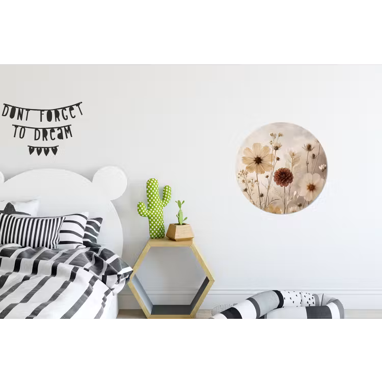 Wilde bloemen - Botanisch - Vintage - Natuur - Rustiek Wandcirkel aluminium klein -kinderkamer