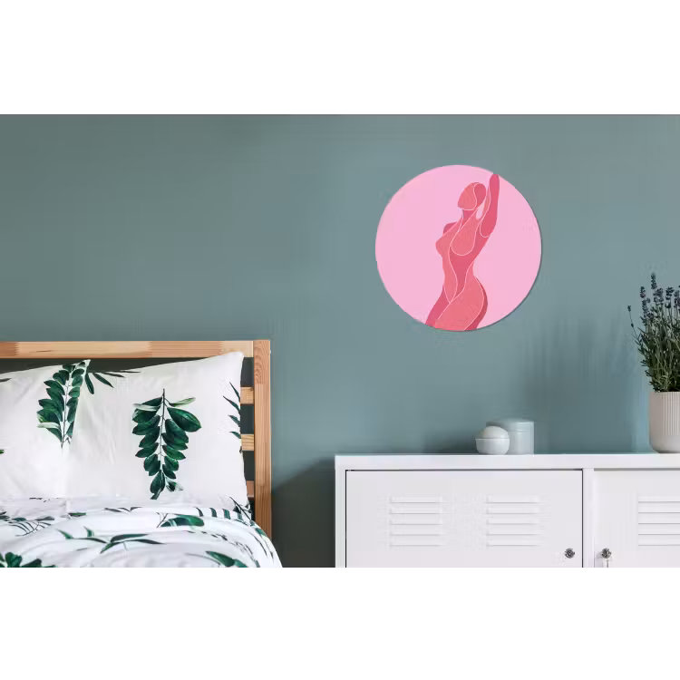 Vrouw - Lichaam - Abstract - Roze Wandcirkel aluminium klein -slaapkamer