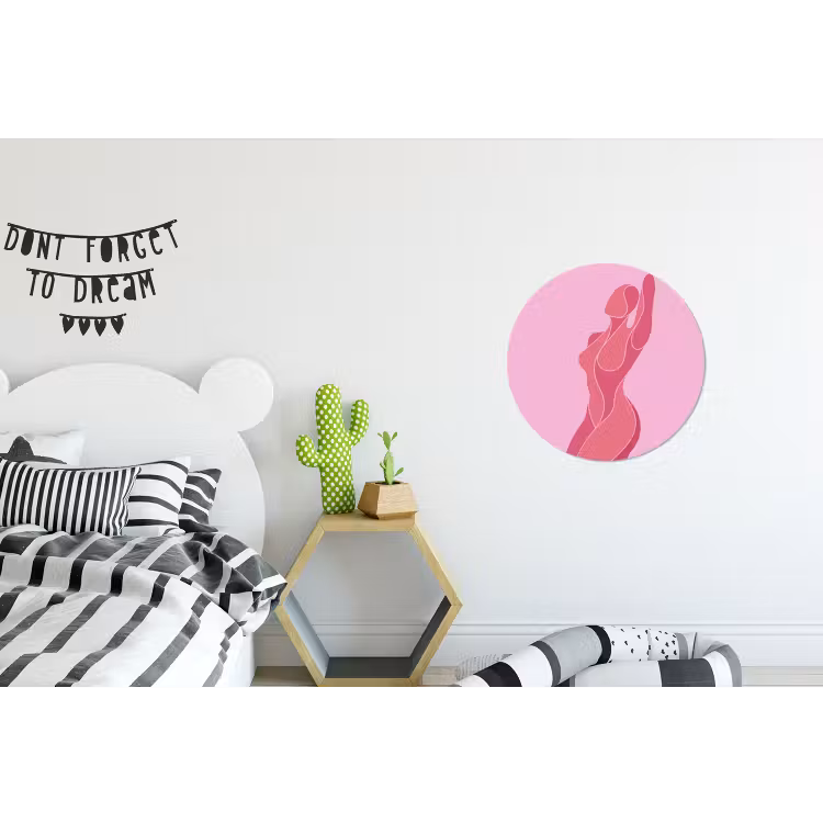 Vrouw - Lichaam - Abstract - Roze Wandcirkel aluminium klein -kinderkamer