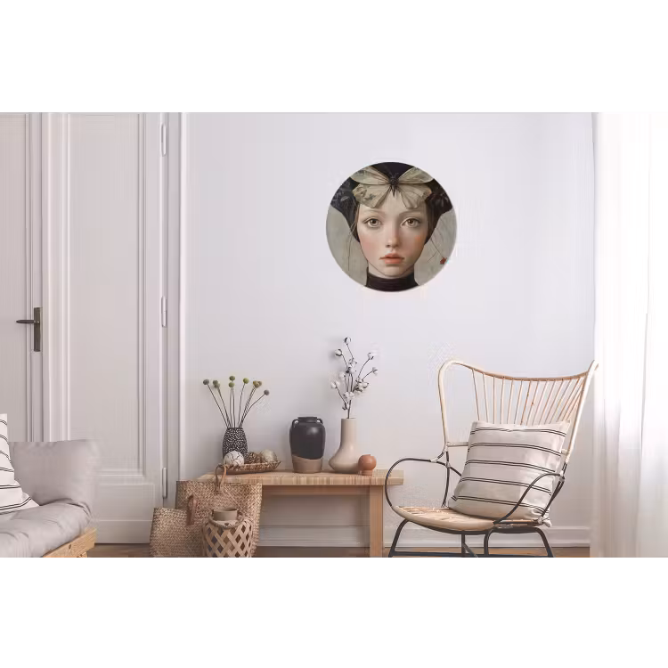 Woman - Butterfly - Art - Classic - Muted Wandcirkel aluminium klein -woonkamer