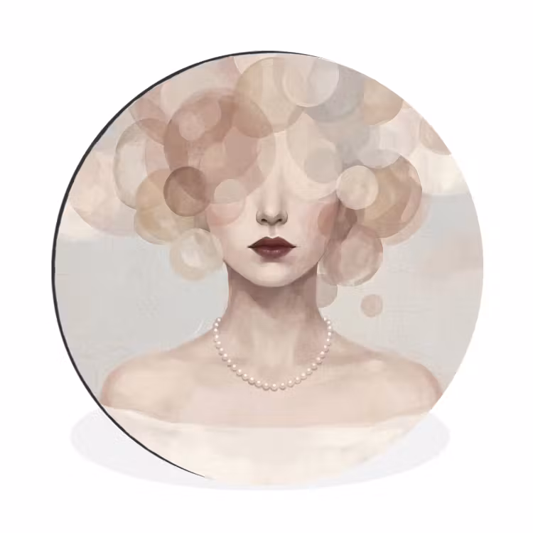 Vrouw - Cirkels - Beige Wandcirkel aluminium klein -3d