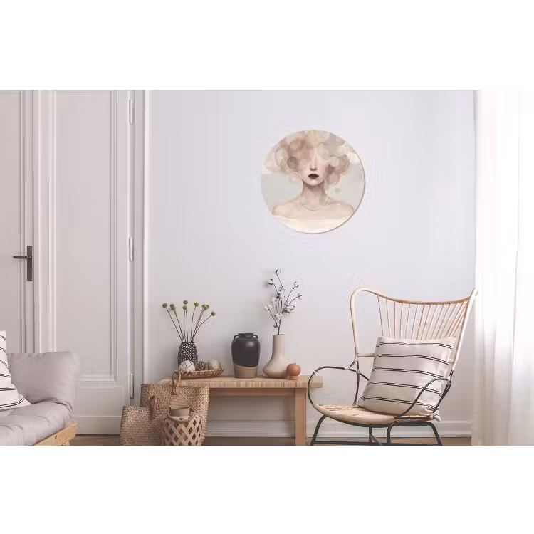 Vrouw - Cirkels - Beige Wandcirkel aluminium klein -woonkamer
