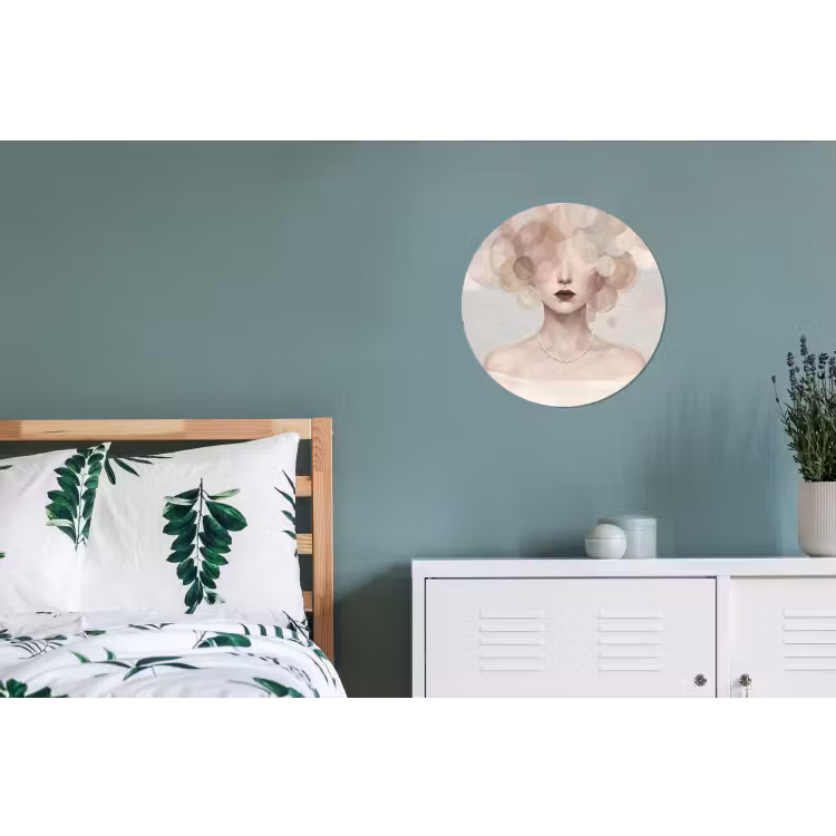 Vrouw - Cirkels - Beige Wandcirkel aluminium klein -slaapkamer