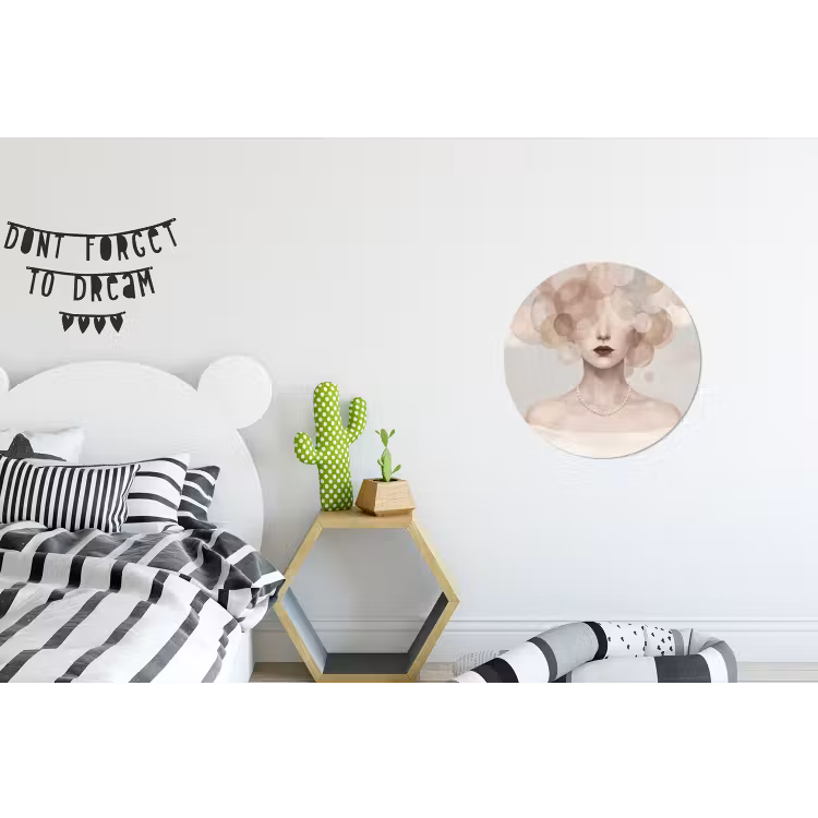 Vrouw - Cirkels - Beige Wandcirkel aluminium klein -kinderkamer