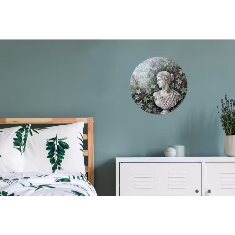 Vrouw - Klassiek - Mozaiëk - Natuur - Groen Wandcirkel aluminium klein -slaapkamer