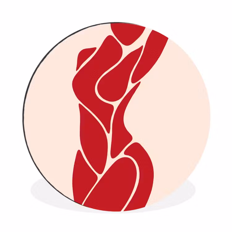 Vrouw - Figuur - Abstract - Modern - Rood Wandcirkel aluminium klein -3d
