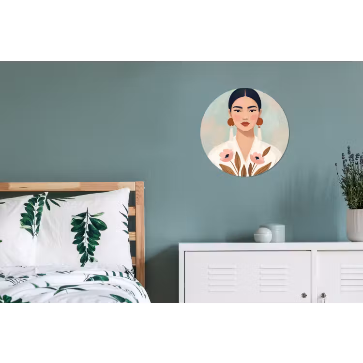 Vrouw - Kimono - Pastel Wandcirkel aluminium klein -slaapkamer
