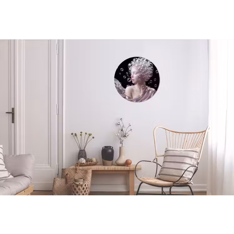 Vrouw - Bellen - Abstract - Kleurrijk Wandcirkel aluminium klein -woonkamer