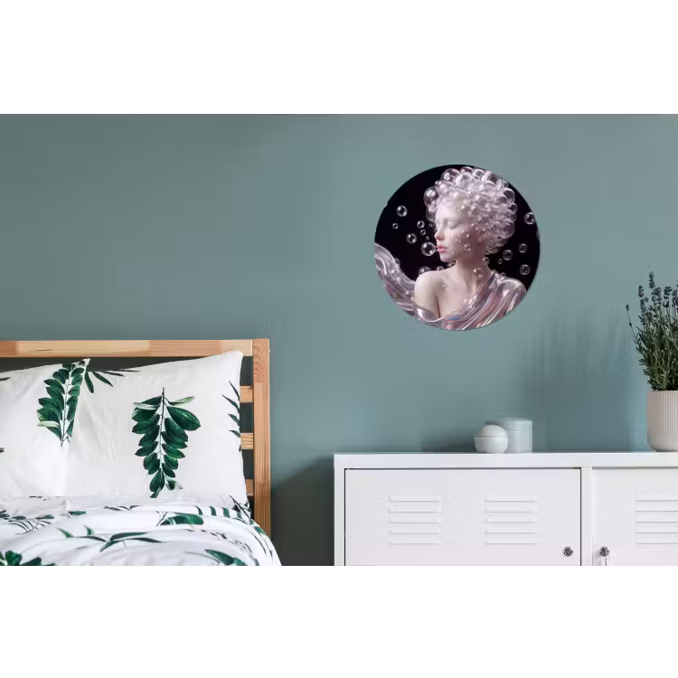 Vrouw - Bellen - Abstract - Kleurrijk Wandcirkel aluminium klein -slaapkamer