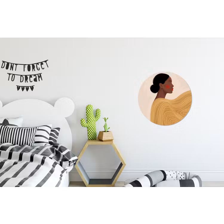 Vrouw - Profiel - Modern - Abstract - Kunst Wandcirkel aluminium klein -kinderkamer