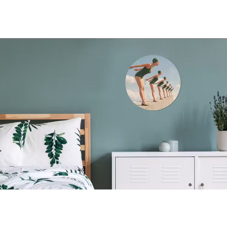 Wall circle - Aluminum - Women - Diving Pose - Clouds - Vrouwen - Duikhouding - Wolken Wandcirkel aluminium klein