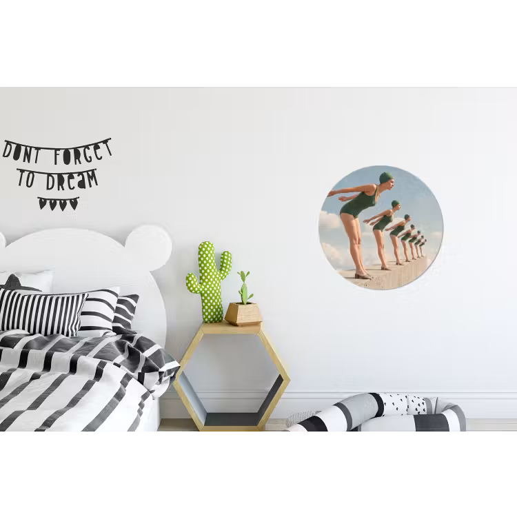 Wall circle - Aluminum - Women - Diving Pose - Clouds - Vrouwen - Duikhouding - Wolken Wandcirkel aluminium klein
