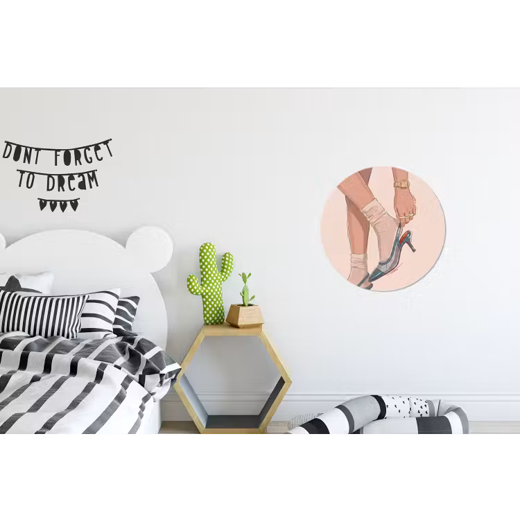 Vrouw - Schoen - Mode - Lifestyle - Groen Wandcirkel aluminium klein -kinderkamer