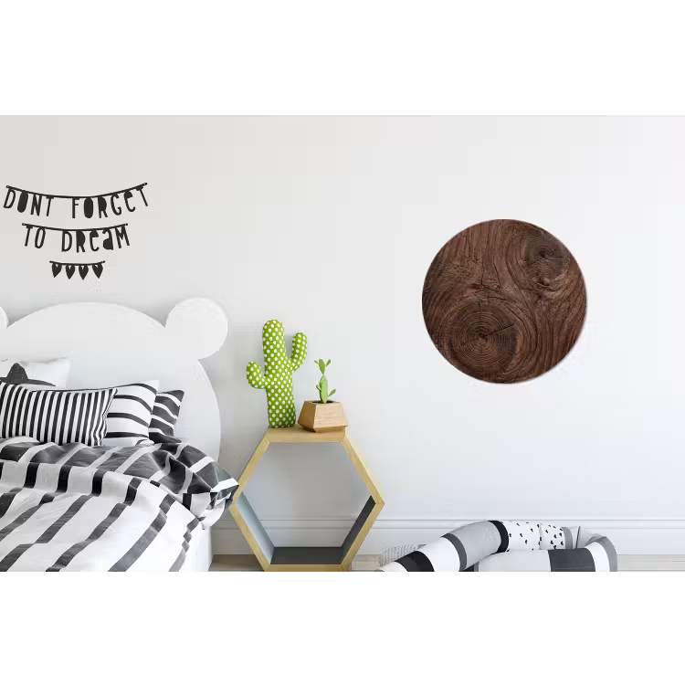 Houtnerf - Textuur - Patroon - Bruin - Rustiek Wandcirkel aluminium klein -kinderkamer