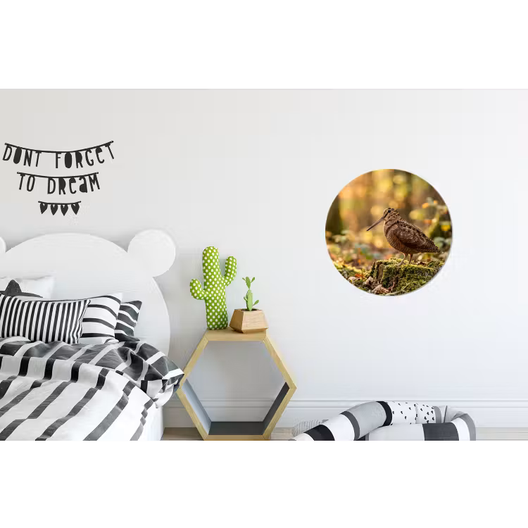 Houtsnip - Bos - Bladeren - Herfst - Gecamoufleerd Wandcirkel aluminium klein -kinderkamer