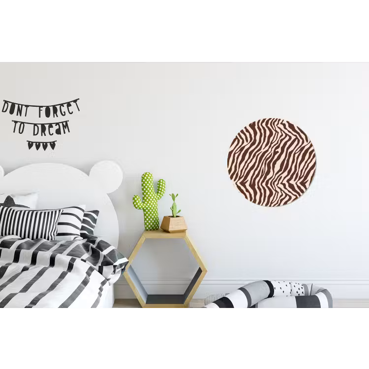 Zebra - Patroon - Zwart - Wit Wandcirkel aluminium klein 190 -kinderkamer
