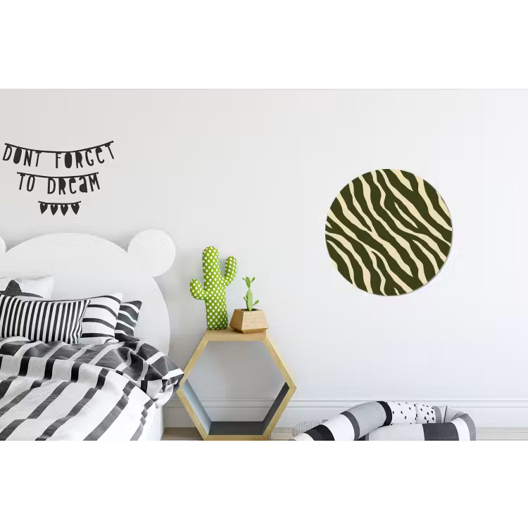 Zebra - Patroon - Groen Wandcirkel aluminium klein 190 -kinderkamer