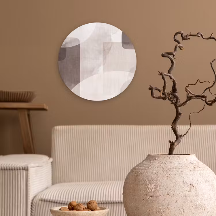 Wall circle - Glass - Abstract Shapes - Beige - Abstracte vormen - Beige Wandcirkel plexiglas klein