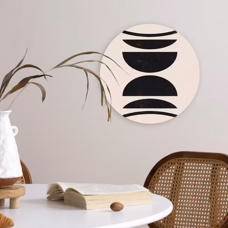 Wall circle - Glass - Abstract - Shapes - Black - Abstract - Vormen - Zwart Wandcirkel plexiglas klein
