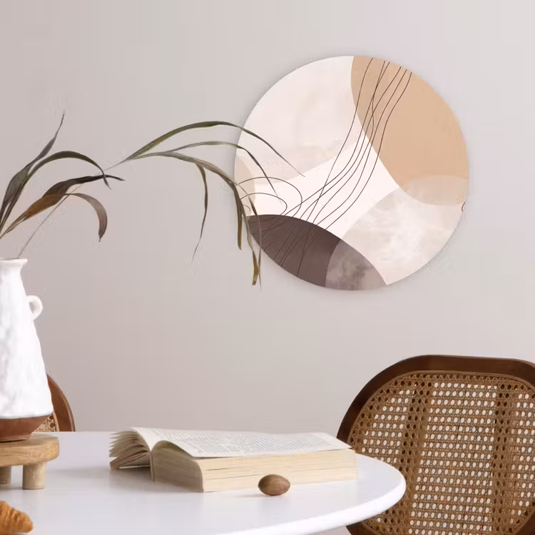 Wall circle - Glass - Abstraction - Beige - Modern - Abstractie - Beige - Modern Wandcirkel plexiglas klein