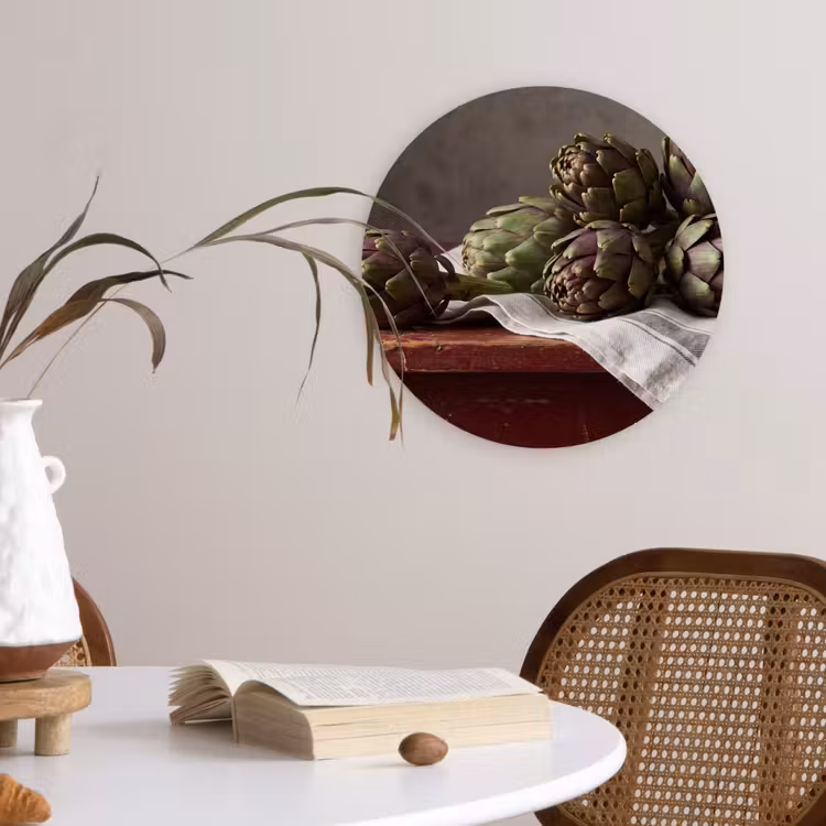 Wall circle - Glass - Artichoke - Food - Rustic - Artisjok - Eten - Rustiek Wandcirkel plexiglas klein