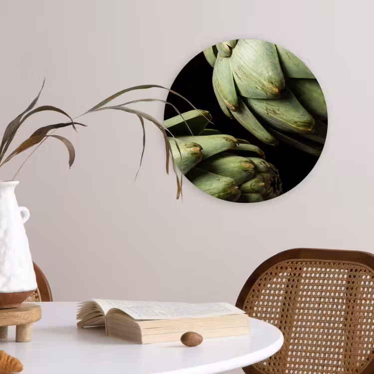 Wall circle - Glass - Artichoke - Green - Food - Artisjok - Groen - Eten Wandcirkel plexiglas klein