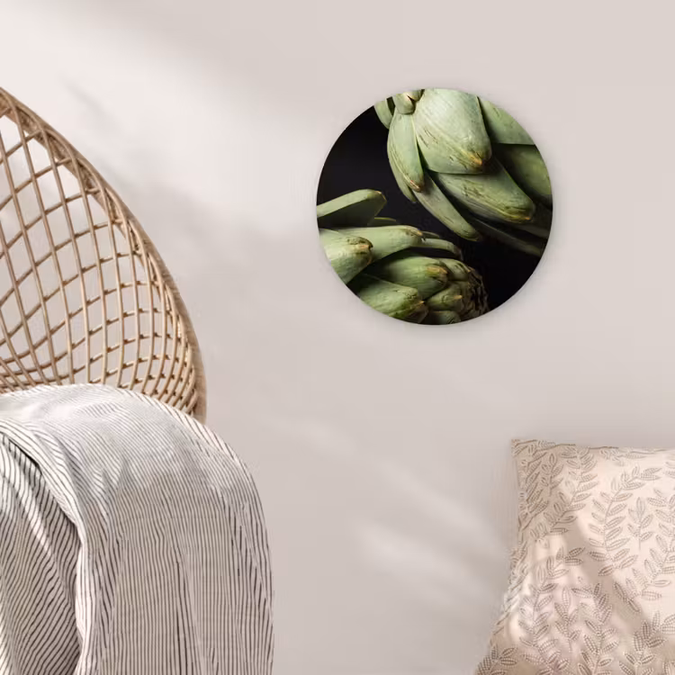 Wall circle - Glass - Artichoke - Green - Food - Artisjok - Groen - Eten Wandcirkel plexiglas klein