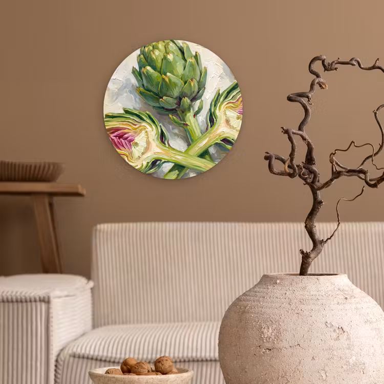 Wall circle - Glass - Artichoke - Lemon - Food - Artisjok - Citroen - Eten Wandcirkel plexiglas klein