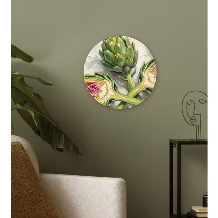 Wall circle - Glass - Artichoke - Lemon - Food - Artisjok - Citroen - Eten Wandcirkel plexiglas klein