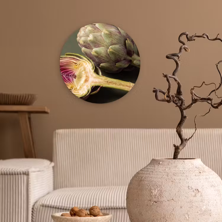 Wall circle - Glass - Artichoke - Purple - Food - Artisjok - Paars - Voedsel Wandcirkel plexiglas klein