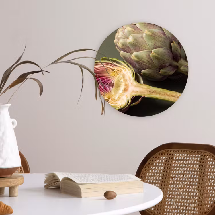 Wall circle - Glass - Artichoke - Purple - Food - Artisjok - Paars - Voedsel Wandcirkel plexiglas klein