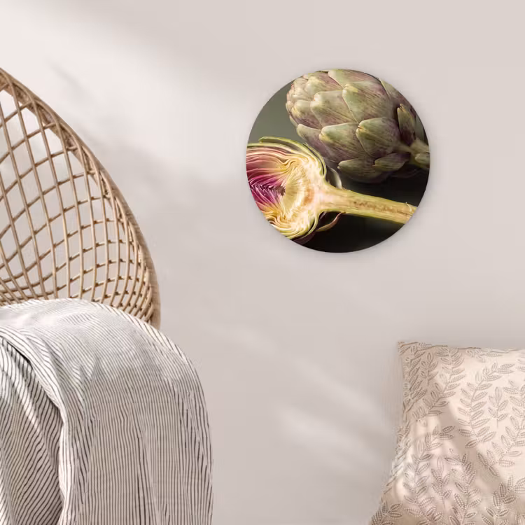 Wall circle - Glass - Artichoke - Purple - Food - Artisjok - Paars - Voedsel Wandcirkel plexiglas klein