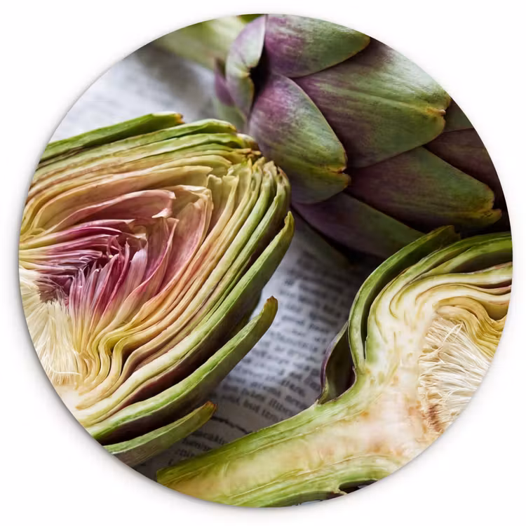 Wall circle - Glass - Artichoke - Sliced - Food - Artisjok - Doorgesneden - Eten Wandcirkel plexiglas klein
