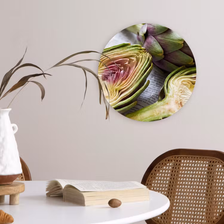 Wall circle - Glass - Artichoke - Sliced - Food - Artisjok - Doorgesneden - Eten Wandcirkel plexiglas klein
