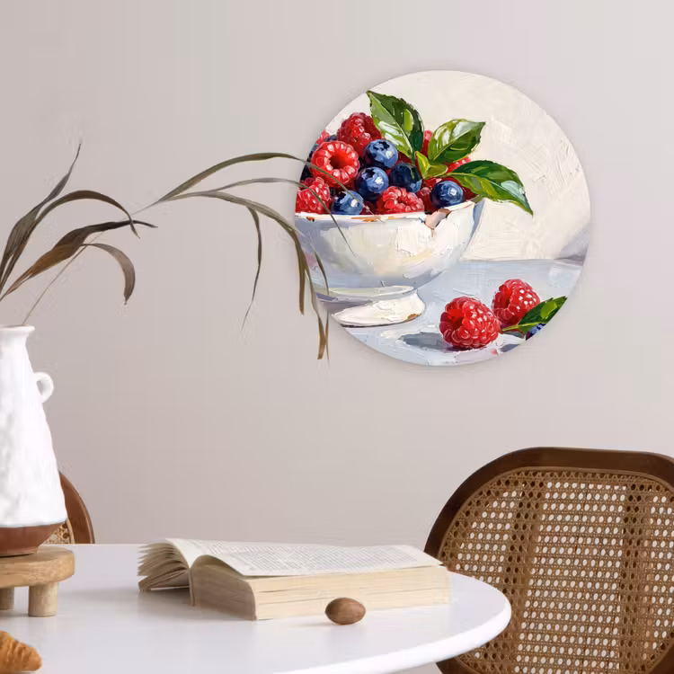 Wall circle - Glass - Berries - Bowl - Food - Bessen - Kom - Eten Wandcirkel plexiglas klein