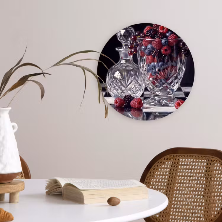Wall circle - Glass - Berries - Crystal - Still Life - Bessen - Kristal - Stilleven Wandcirkel plexiglas klein