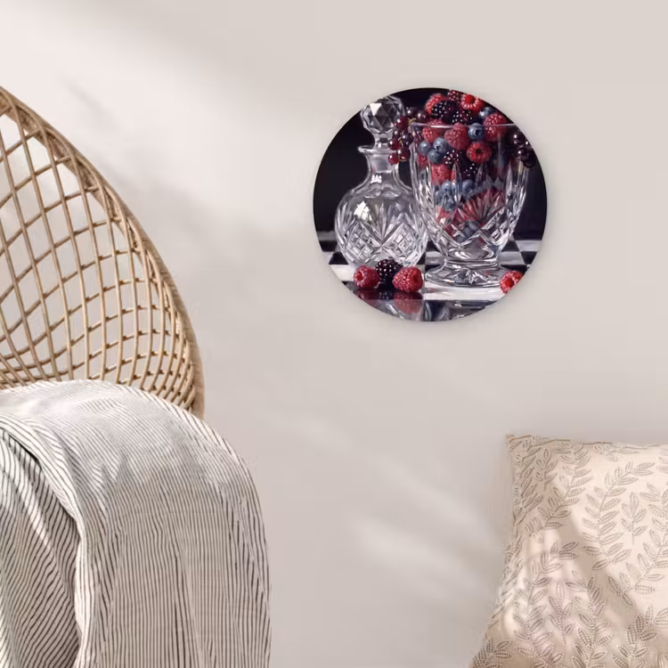 Wall circle - Glass - Berries - Crystal - Still Life - Bessen - Kristal - Stilleven Wandcirkel plexiglas klein